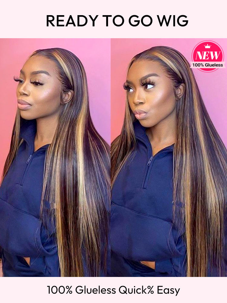 Highlight Wigs Brown And Honey Blonde Highlights Wig Ombre Human Hair Wigs