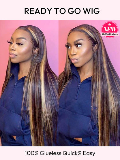 Highlight Wigs Brown And Honey Blonde Highlights Wig Ombre Human Hair Wigs