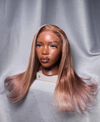 HD 6x6 closure honey blonde highlight straight frontal unit