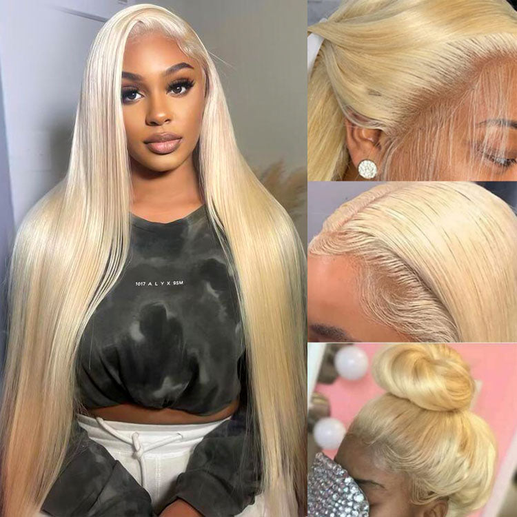 Full Lace Wigs 613 Colored Hair Lace Wigs 150% Density Blonde Straight Virgin Hair Ombre Wig