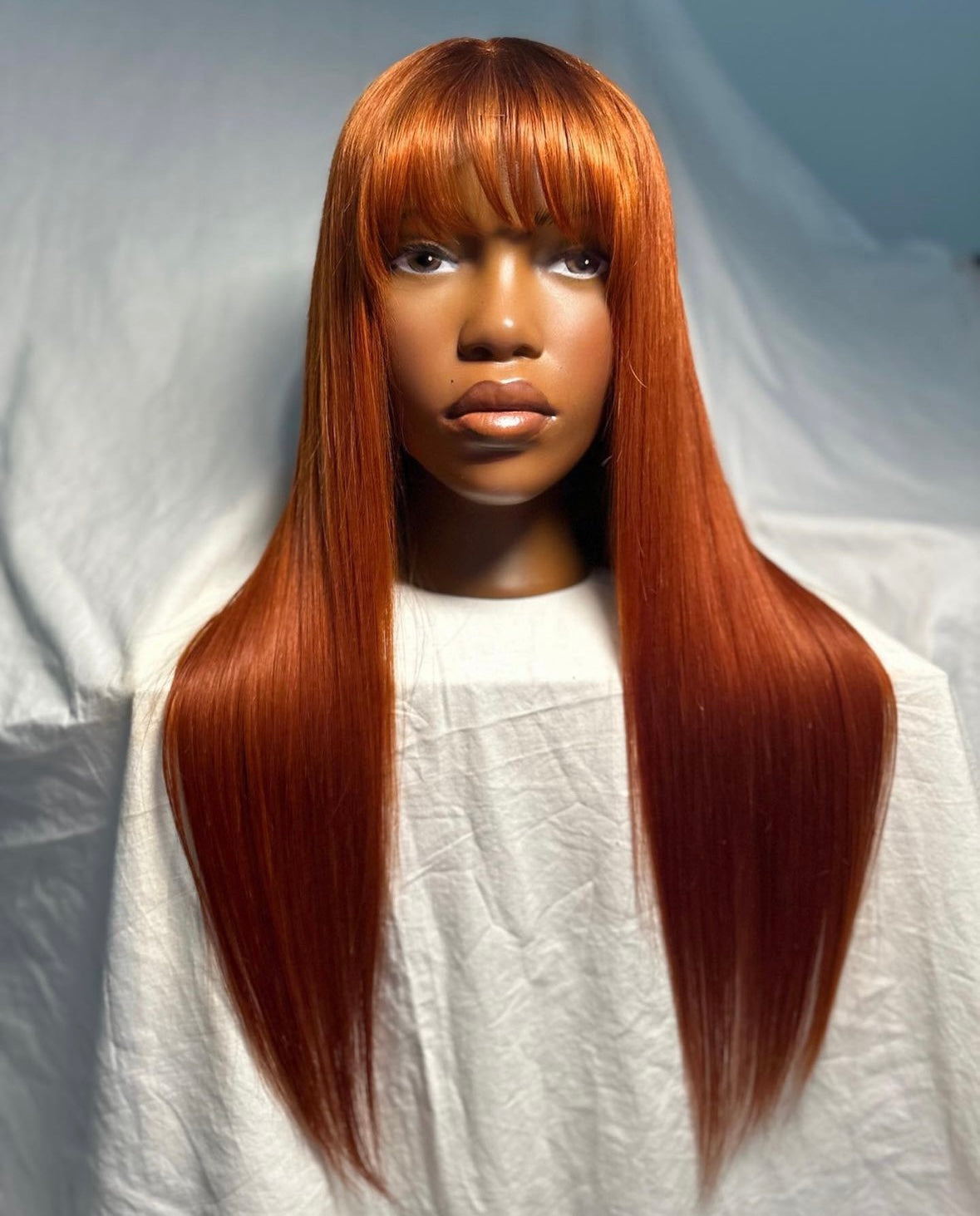 HD 5x5 closure Copper straight bang frontal unit