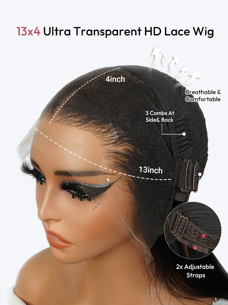 #1B Bob Wigs Middle Part HD Lace Bob Short Wig