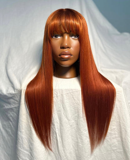 HD 5x5 closure Copper straight bang frontal unit