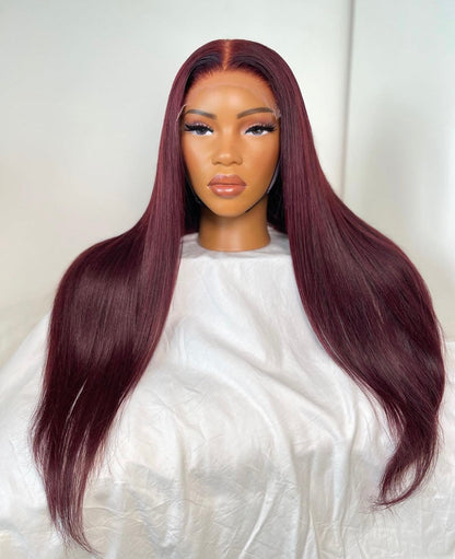 HD 6x6 closure burgundy straight frontal