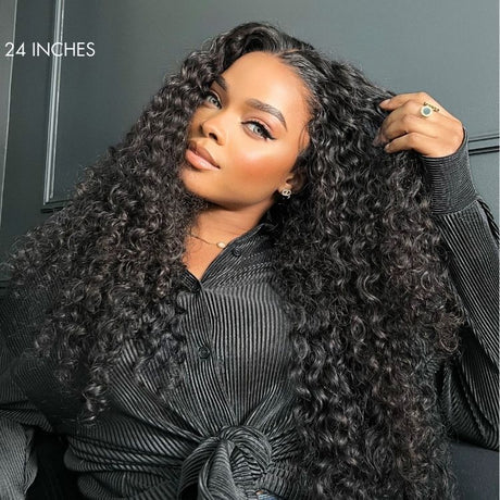 Glueless 360 Lace Super Natural Hairline Water Wave Free Part Human Hair Wig