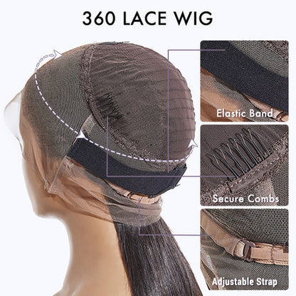Glueless 360 Lace Super Natural Hairline Water Wave Free Part Human Hair Wig