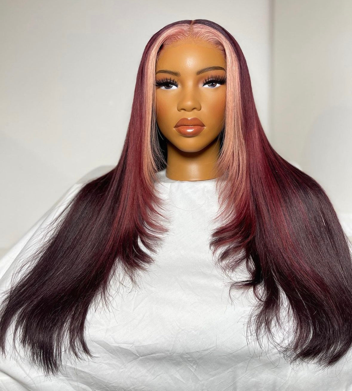 HD 6x6 closure burgundy highlight straight frontal unit