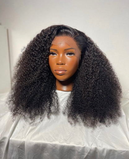 HD 13x4 black kinky curly frontal unit