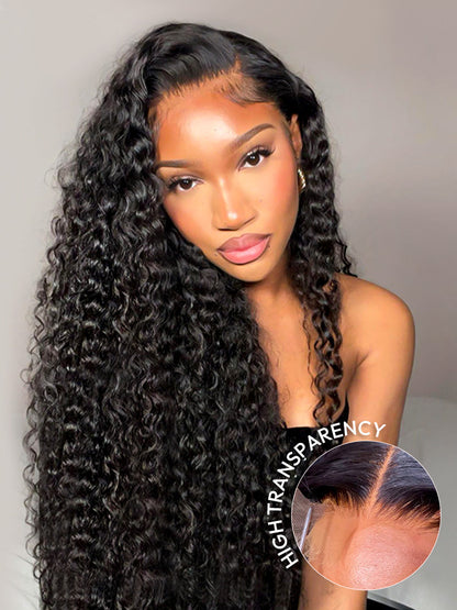 Deep Wave HD Transparent Lace Frontal Wigs Invisible HD Lace Wig