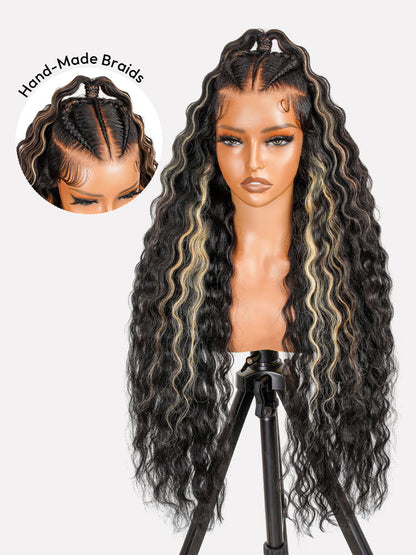 Glueless Highlight Stylist Wig Crimped Wavy 13x6 Lace Front Wig