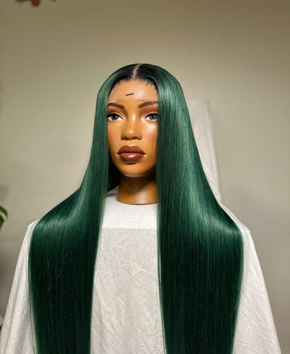 HD 4x4 closure dark green straight frontal unit