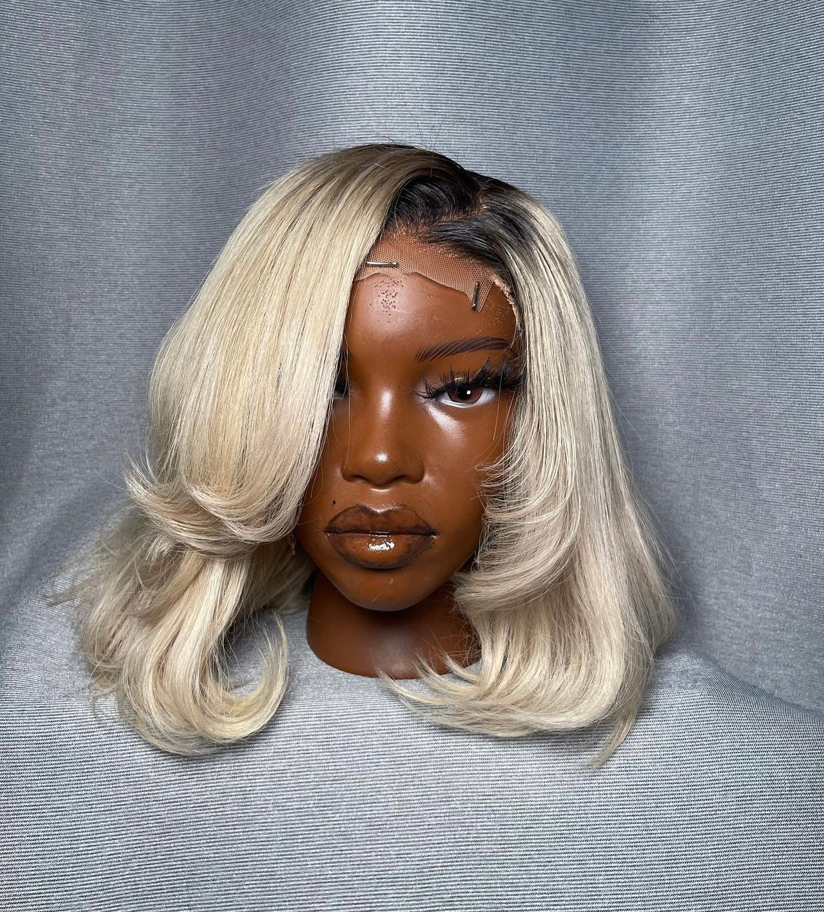 HD 5x5 closure dark root blonde straight frontal unit