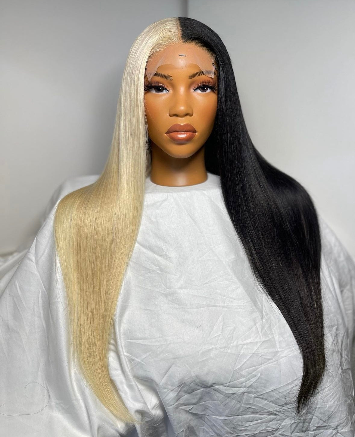 HD 5x5 closure part blonde part black straight frontal