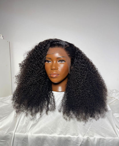 HD 13x4 black kinky curly frontal unit