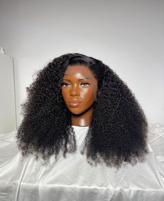 HD 13x4 black kinky curly frontal unit