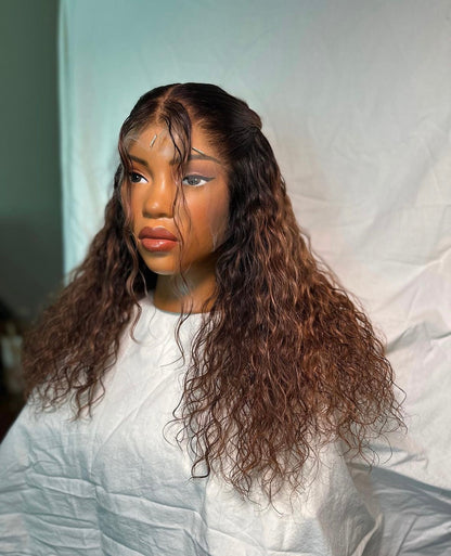 HD 13x6 Ombre brown Italian curly frontal unit