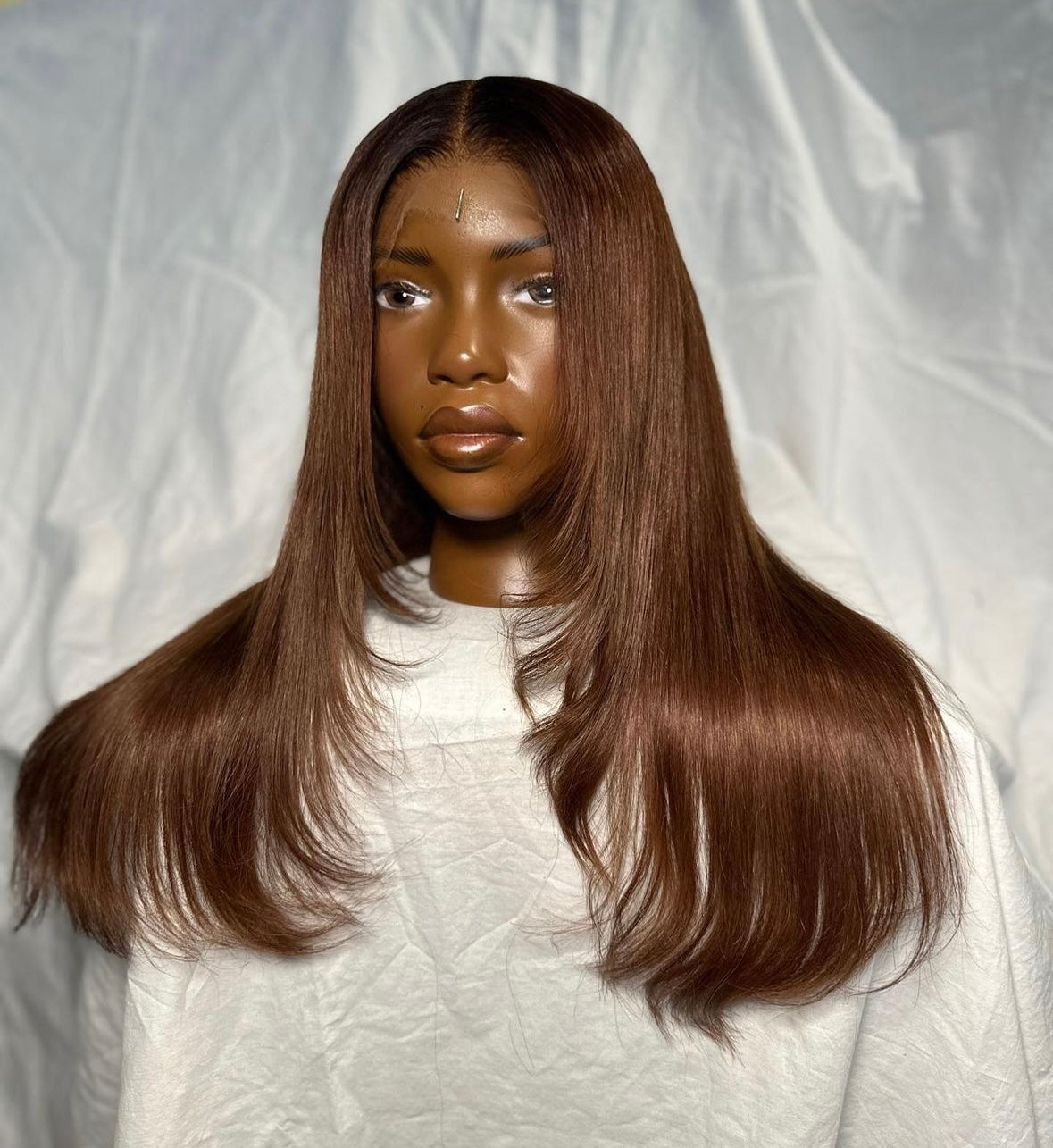 HD 5x5 closure Brown layered straight frontal