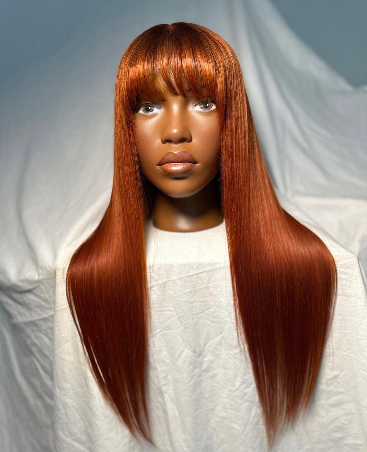 HD 5x5 closure Copper straight bang frontal unit