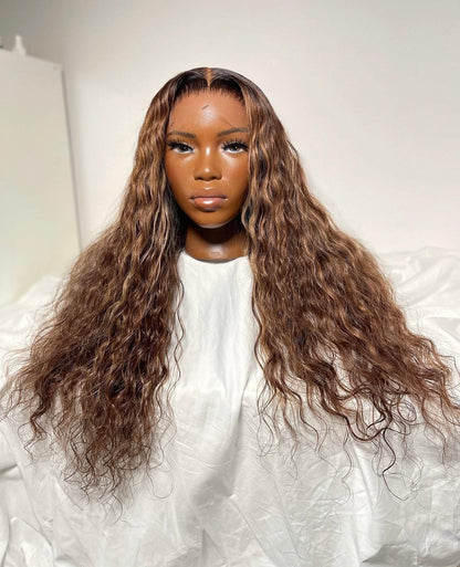 HD 5x5 closure golden brown loose wave frontal unit