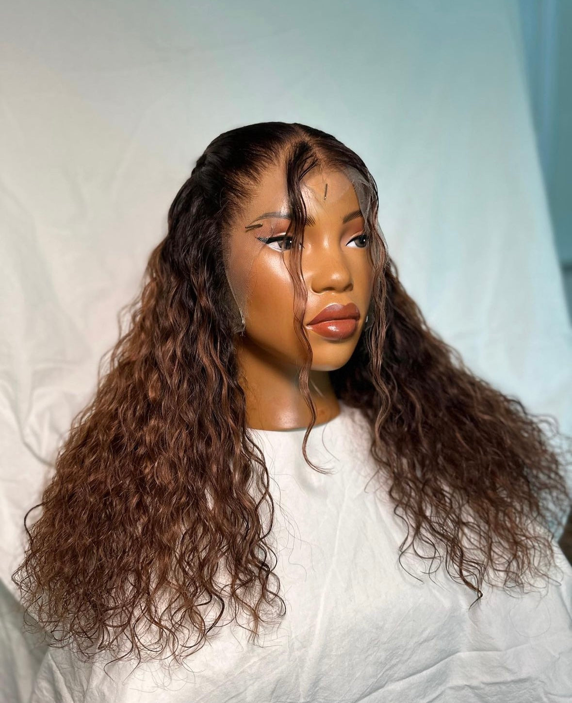 HD 13x6 Ombre brown Italian curly frontal unit