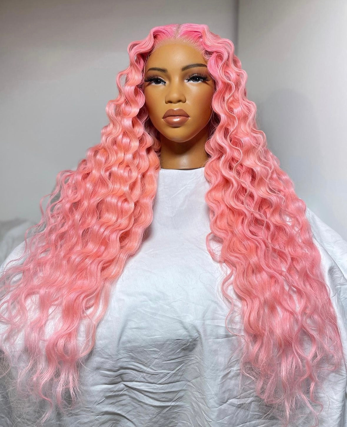 HD 5x5 closure cotton candy pink wavy frontal