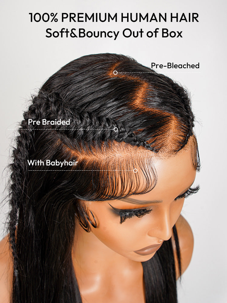 Glueless Pre-Styled Straight Wig Zig Zag Parting 13x6 Lace Front Wig