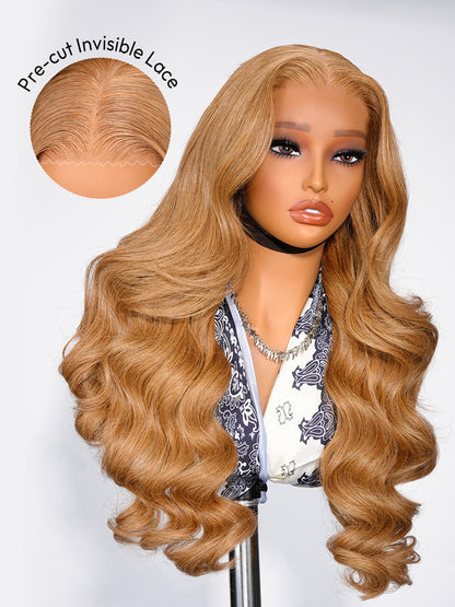 Light Chestnut Brown Glueless Wig Loose Body Transparent Ready To Go Colored Wig Human Hair