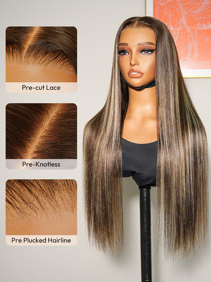 Highlight Customized Color Super Invisible LY Lace Wig Silky Straight 13x4 Lace Front Wig