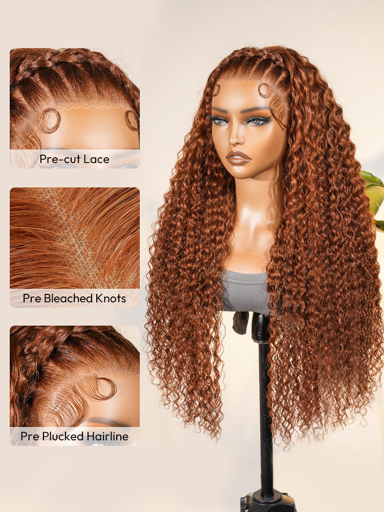 Burnt Orange Stylist Wig Deep Wave 13x4 Lace Frontal Pre-plucked
