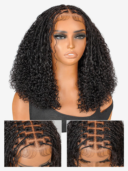 Boho Braided Wig Curly 5x5 Lace Closure Wig with Baby Hair