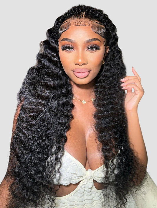Boho Braided Wig Curly 5x5 Lace Closure Wig with Baby Hair