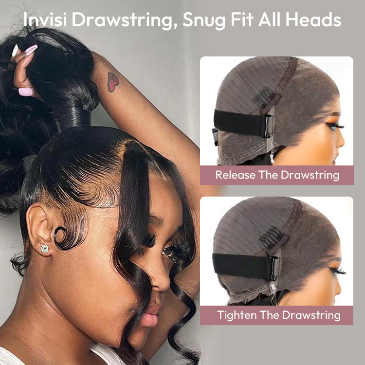 Glueless Invisi Drawstring 360 Lace Wig Body Wave Pre-Max Lace Front Wig Human Hair Wig