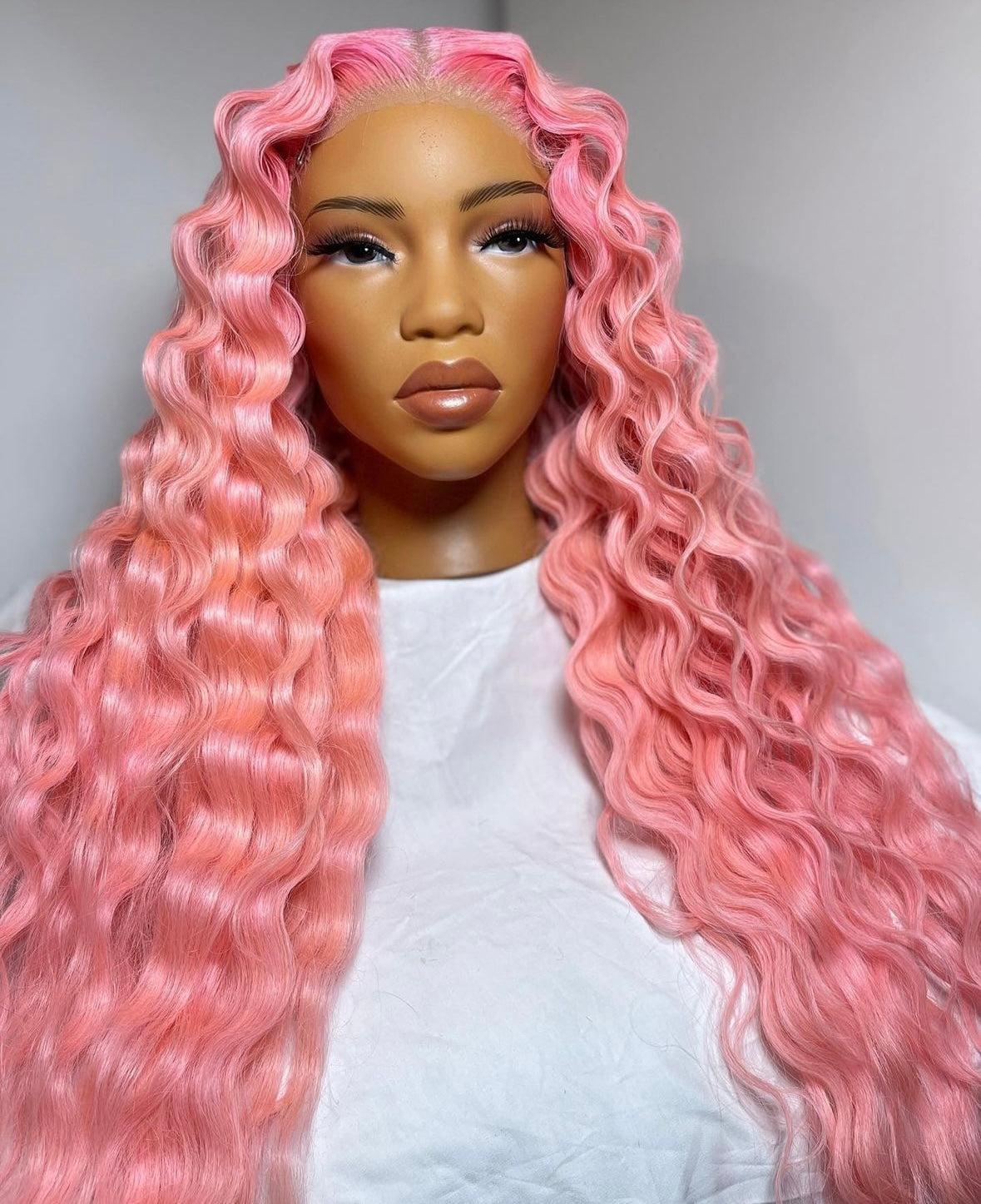 HD 5x5 closure cotton candy pink wavy frontal