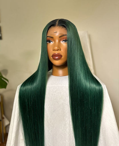 HD 4x4 closure dark green straight frontal unit