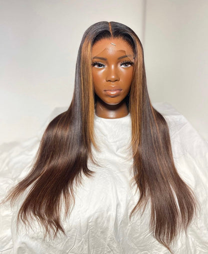 HD 6x6 closure brown highlight straight frontal unit