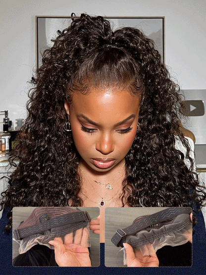 Chocolate Brown Deep Wave Invisi Strap Snug Fit 360 Lace Frontal Bleached Knots Glueless Lace Wig