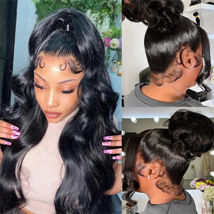 Pre Plucked 360 Lace Wigs Human Hair Transparent Ponytail Wig