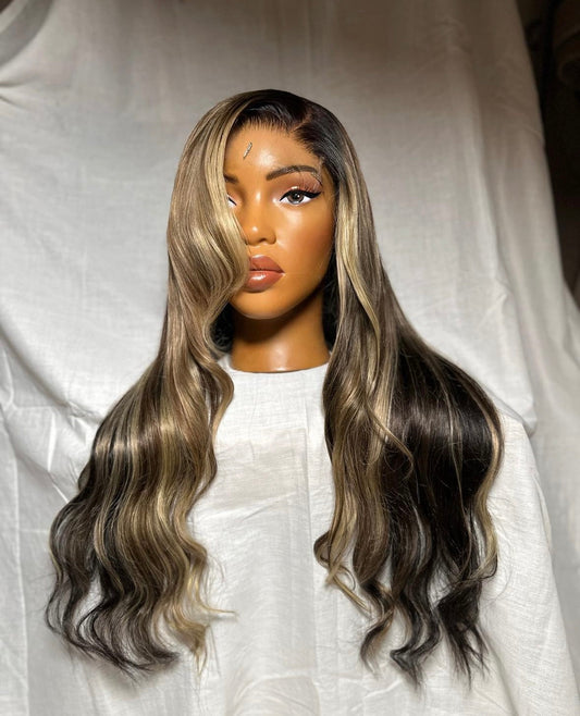 HD 6x6 closure highlight wavy frontal unit