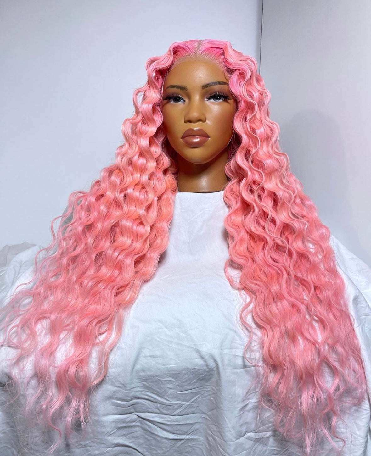 HD 5x5 closure cotton candy pink wavy frontal