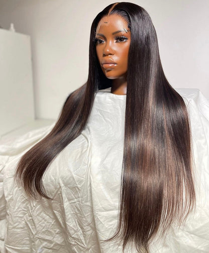 HD 5x5 closure chocolate highlight straight frontal unit