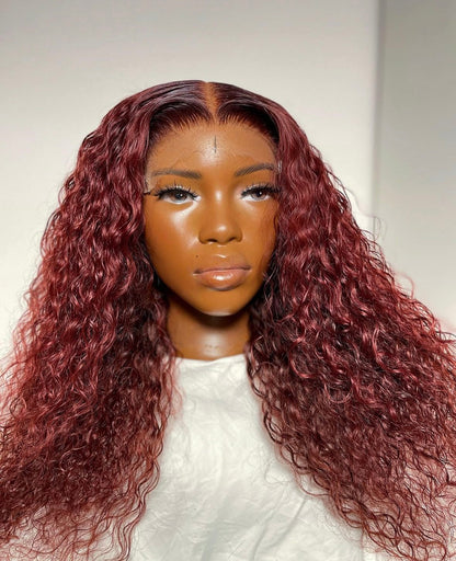 HD 6x6 closure Burgundy deep wave frontal unit