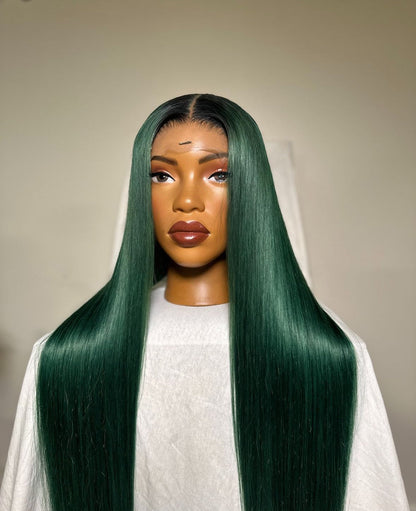 HD 4x4 closure dark green straight frontal unit