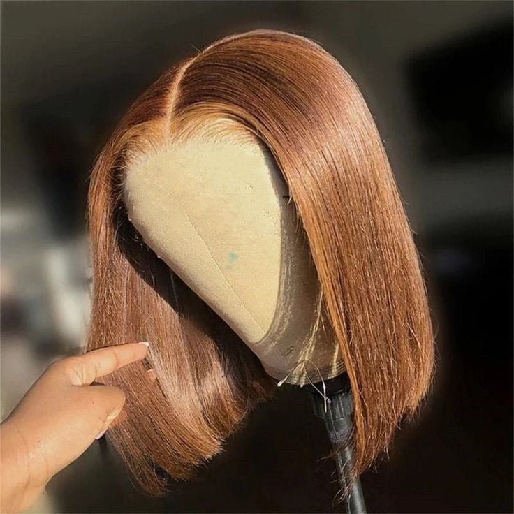 Short Brown Bob Wig Straight LY Lace 5x7 Closure Wig