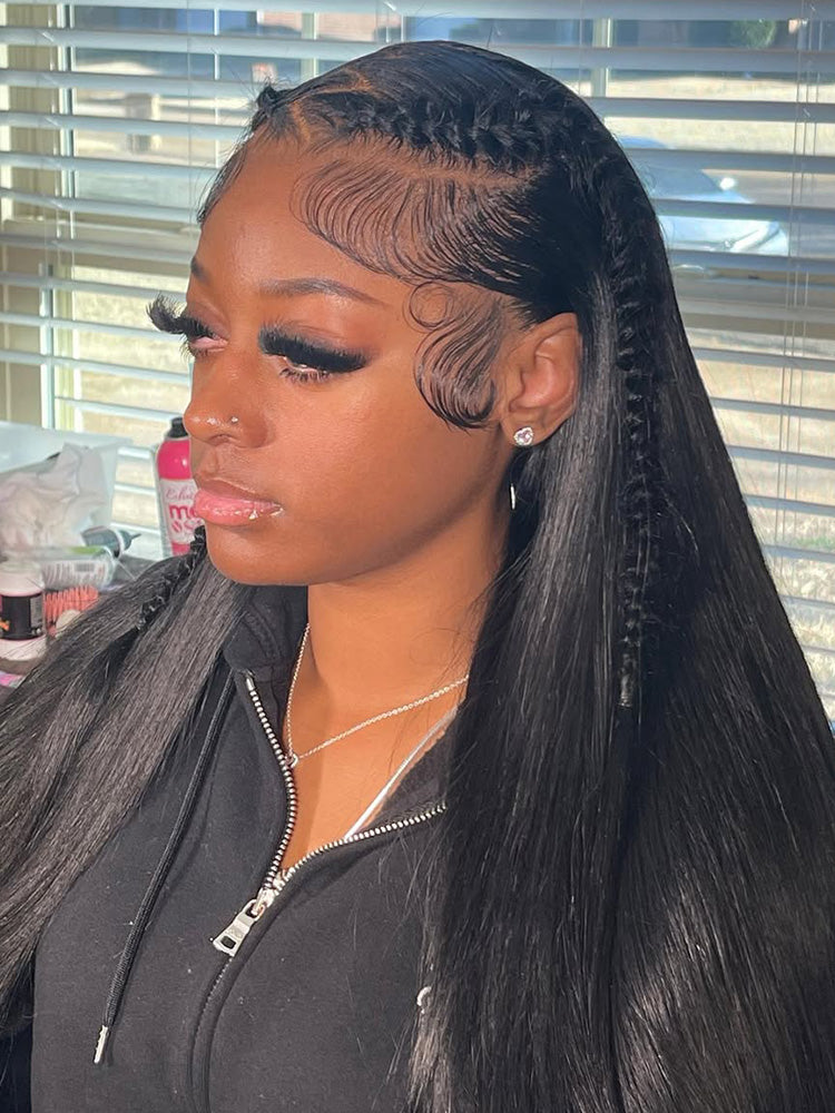 Glueless Pre-Styled Straight Wig Zig Zag Parting 13x6 Lace Front Wig