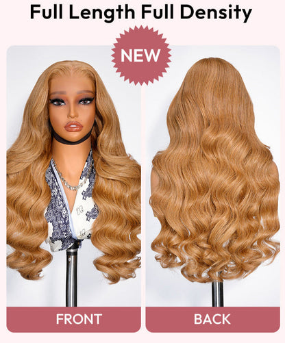 Light Chestnut Brown Glueless Wig Loose Body Transparent Ready To Go Colored Wig Human Hair