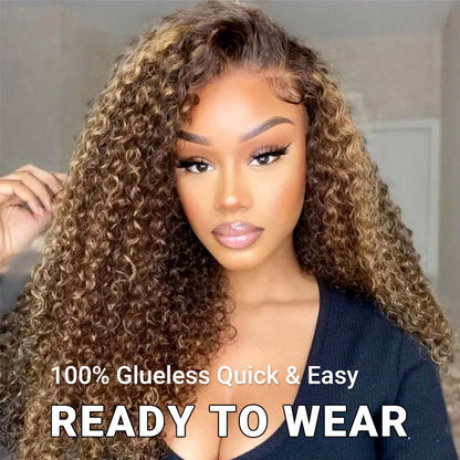 Super Invisible LY Lace Highlight Curly Human Hair Wig