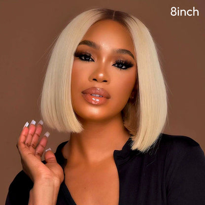 Blonde Bob With Brown Roots Blonde Ombre Bob Lace Front Wig