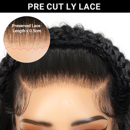 Straight Pre Braided Human Hair Glueless 13*6 Super Invisible Lace Wig Bleached Knots
