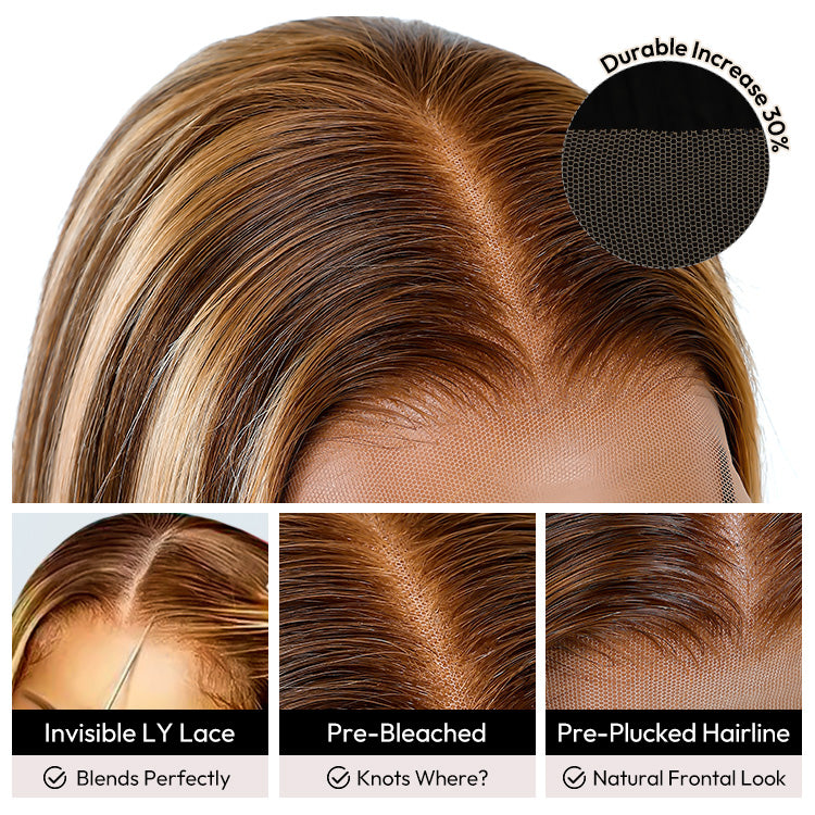 Highlight Wigs Straight Hair Ombre Wigs Customized Human Hair Lace Front Wig