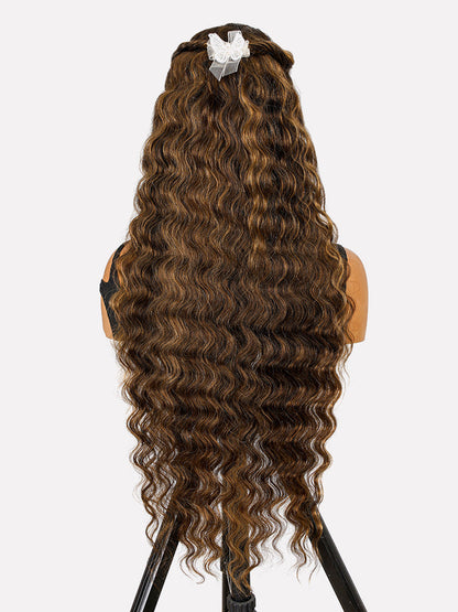 Blonde Highlight Wig Glueless 13x4 Crimped Wavy Lace Front Wig